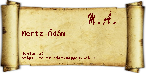 Mertz Ádám névjegykártya